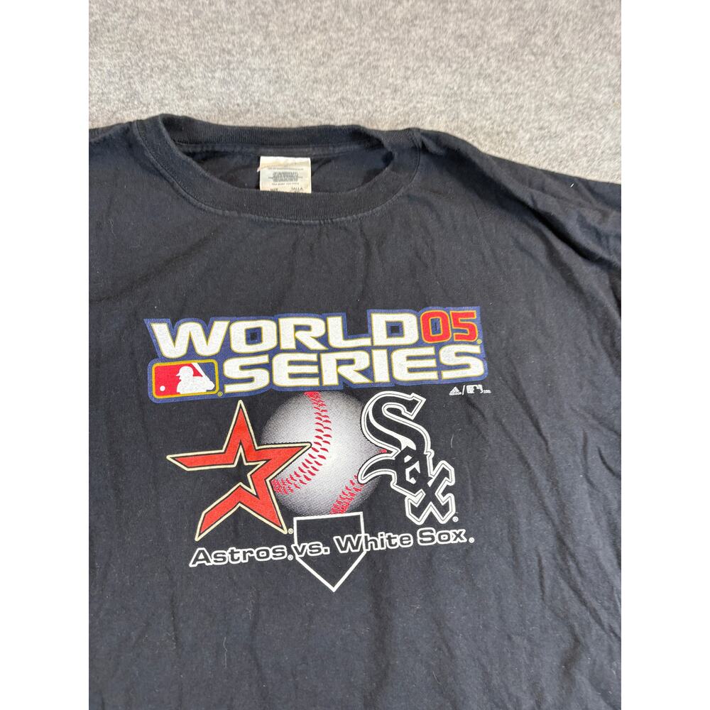Vtg Y2K Chicago White Sox Houston Astros World Series Shirt Mens XL Black Adidas - Picture 2 of 6